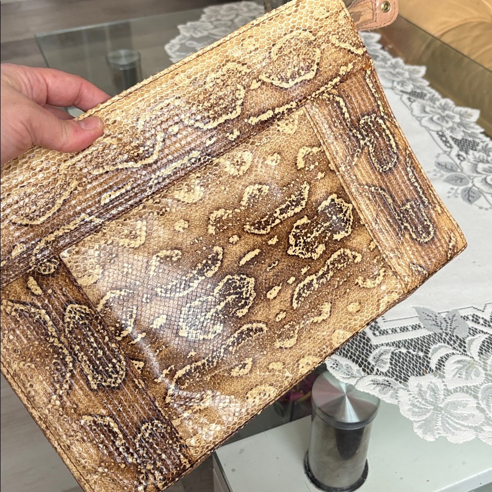VINTAGE RONORA GENUINE SNAKESKIN&LEATHER CLUTCH - Picture 7 of 7